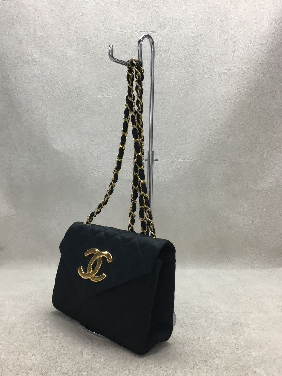 Chanel Plain Silk Chain Shoulder Bag Black