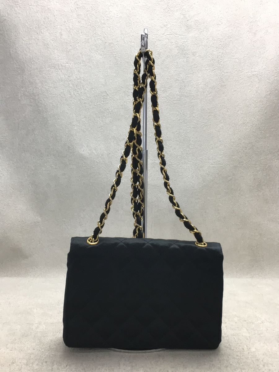 Chanel Plain Silk Chain Shoulder Bag Black