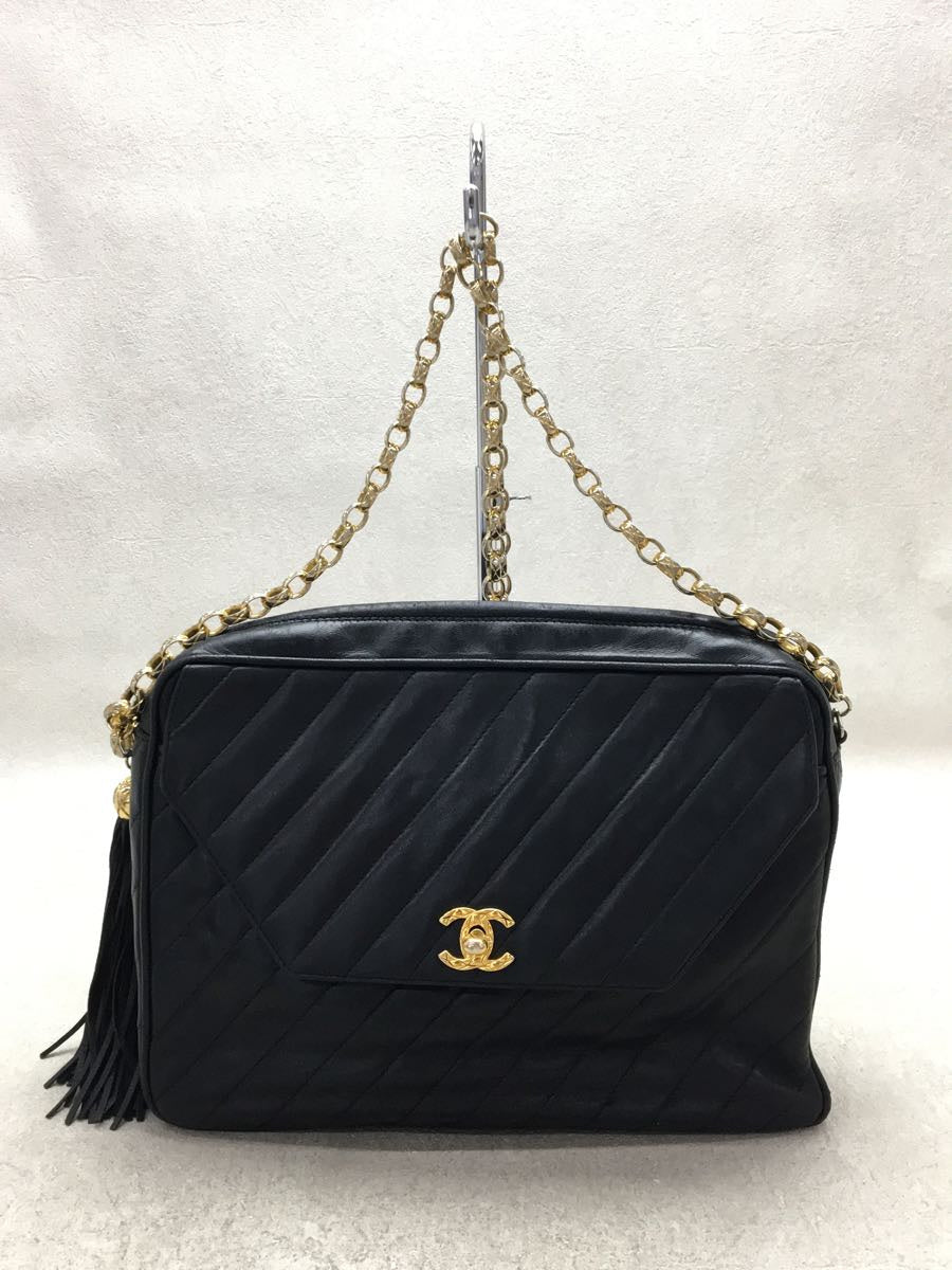 Chanel Leather Coco Mark Tassel Chain Shoulder Bag