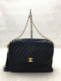 Chanel Leather Coco Mark Tassel Chain Shoulder Bag