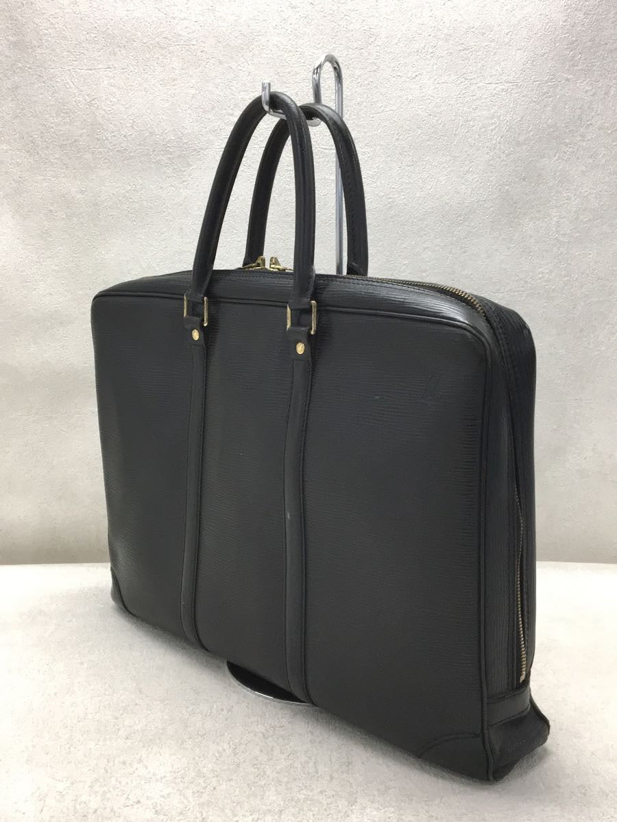 Louis Vuitton Porte Document Voyage Black Leather Handbag