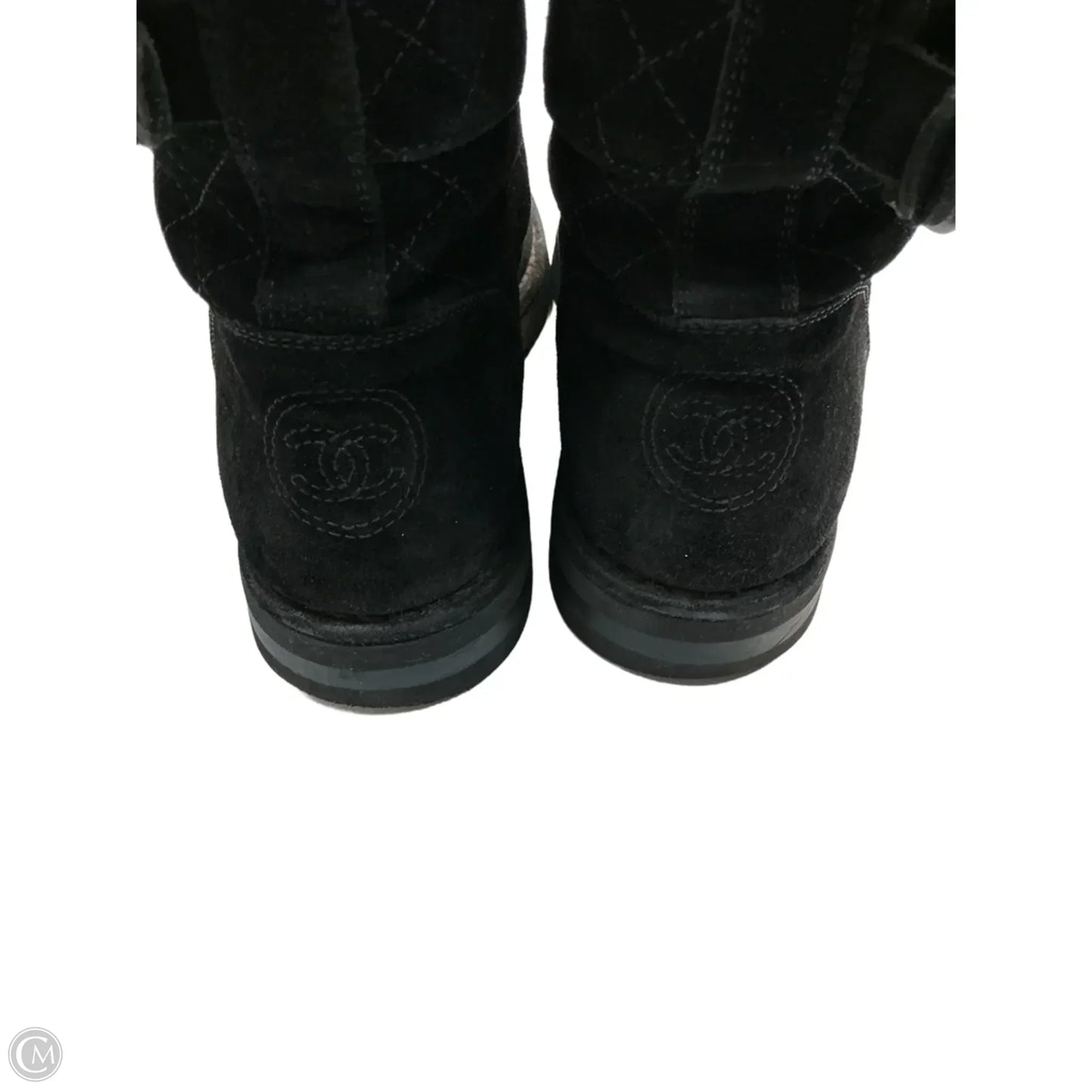 Boots Luxury Designer By Chanel In Black, Size: 11