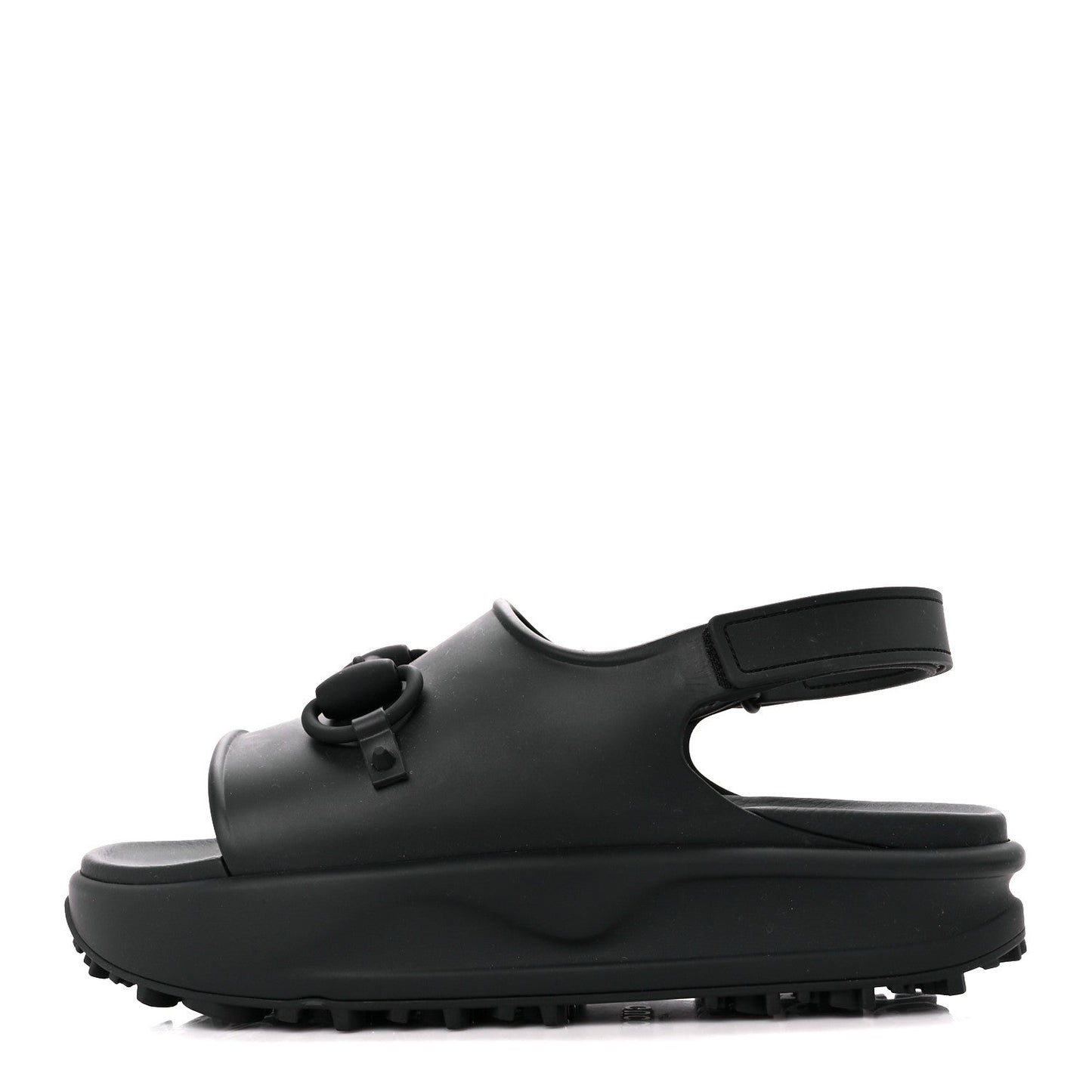 Amelia Soft Rubber Mens Horsebit Platform Slingback Sandals 9 Black