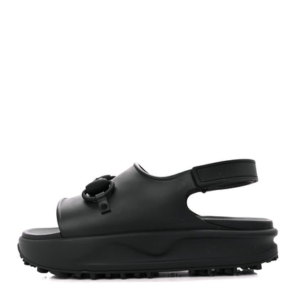 Amelia Soft Rubber Mens Horsebit Platform Slingback Sandals 9 Black