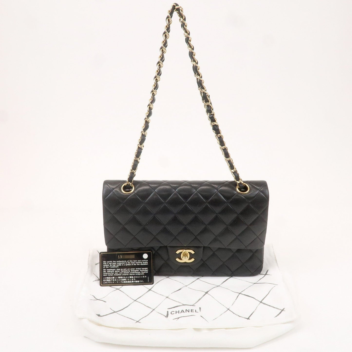 CHANEL Matelasse 25 Lamb Skin Double Flap Shoulder Bag A01112