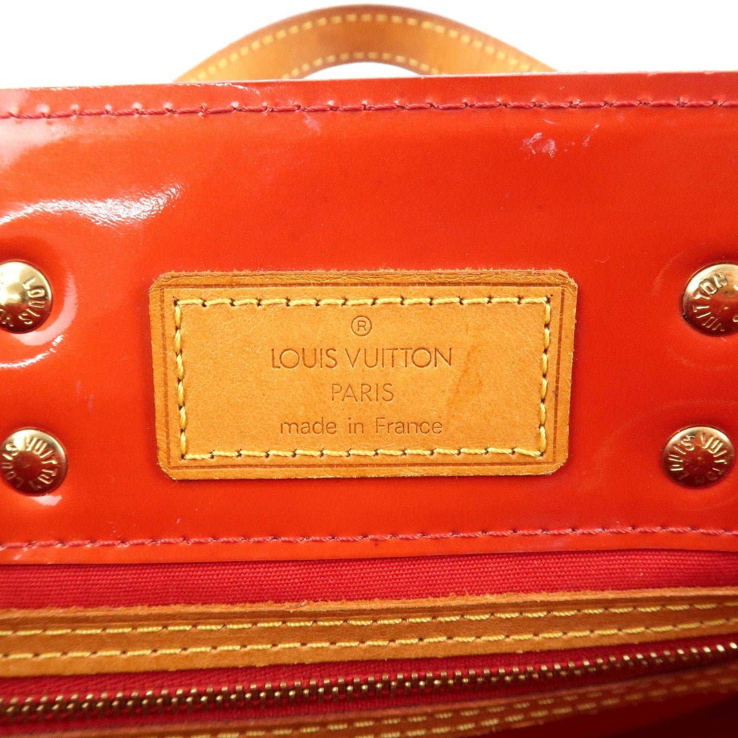 Louis Vuitton Monogram Vernis Lead PM Hand Bag Rouge M91088