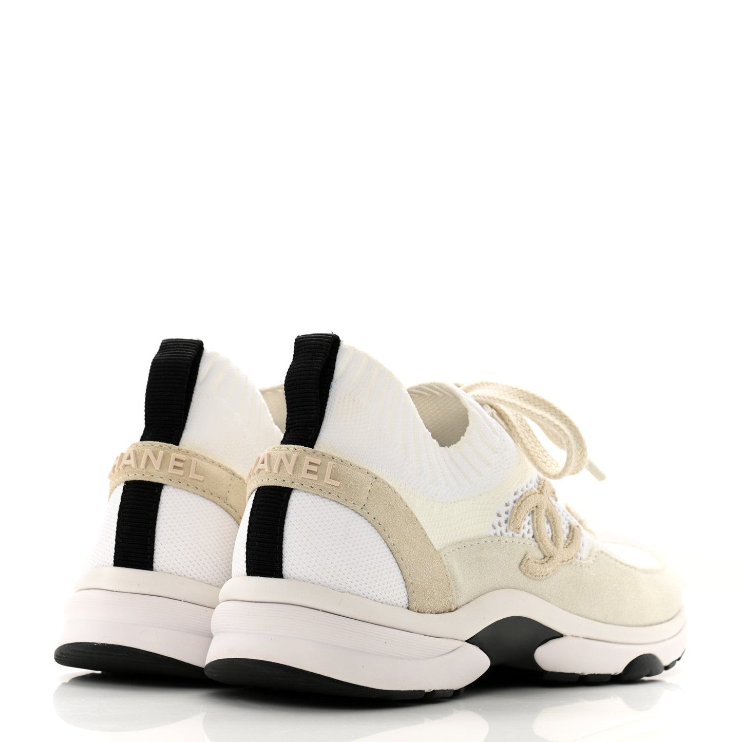 Amelia Mesh Suede Fabric Womens CC Sneakers 36 White Ivory Light Beige