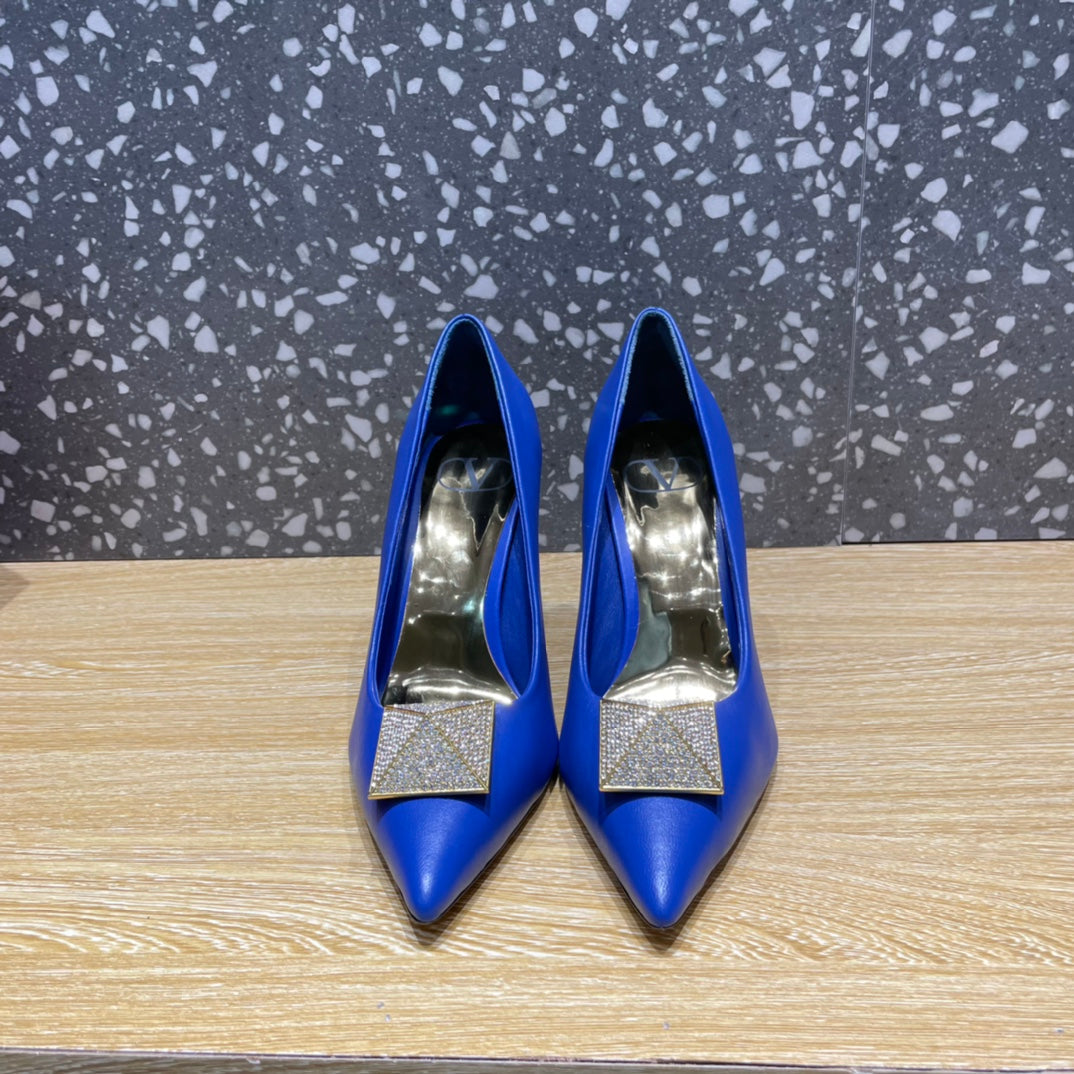 VAL -  Garavani One Stud Pump With Maxi Stud Crystals Blue For Women WS0FH8XIC