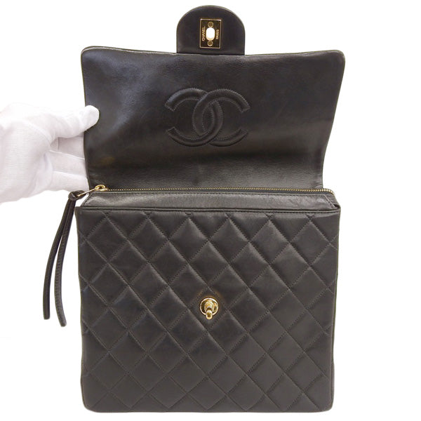 CHANEL Around 1997 Made Square Classic Flap Backpack Black