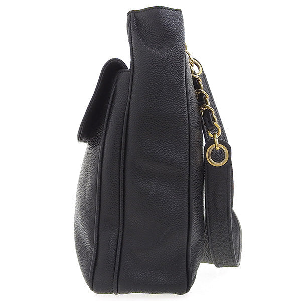 CHANEL Around 1995 Made Caviar Skin Turn-Lock Chain Tote Bag Black