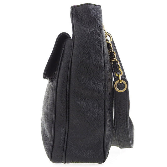CHANEL Around 1995 Made Caviar Skin Turn-Lock Chain Tote Bag Black
