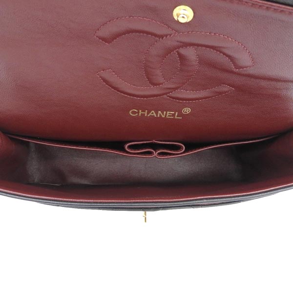 CHANEL Around 1990 Made Classic Flap Chain Bag 25Cm Black