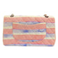 CHANEL Around 2009 Made Watercolor Logo Print Classic Flap Chain Bag 25Cm Pink/Blue/White