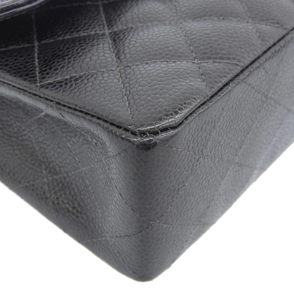 CHANEL Around 2003 Made Caviar Skin Classic Flap Chain Bag 23Cm Black