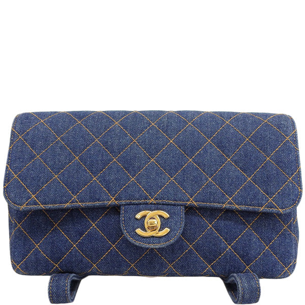CHANEL Around 1997 Made Denim Classic Flap Backpack Indigo