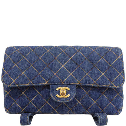 CHANEL Around 1997 Made Denim Classic Flap Backpack Indigo