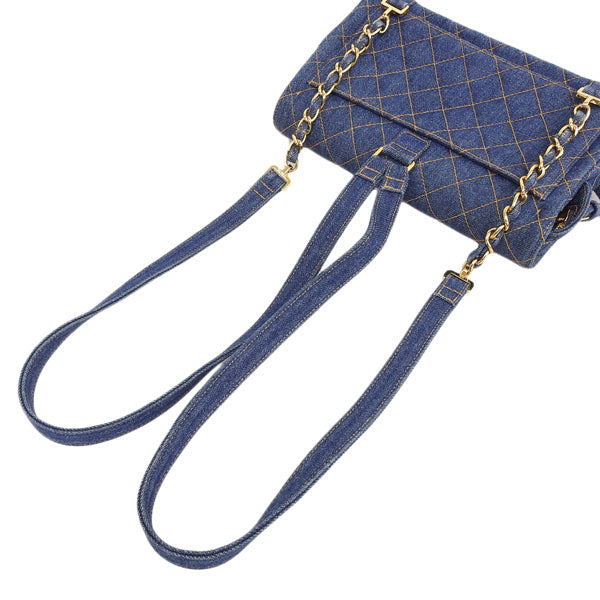CHANEL Around 1997 Made Denim Classic Flap Backpack Indigo