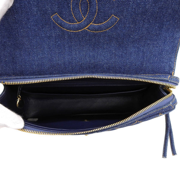CHANEL Around 1997 Made Denim Classic Flap Backpack Indigo