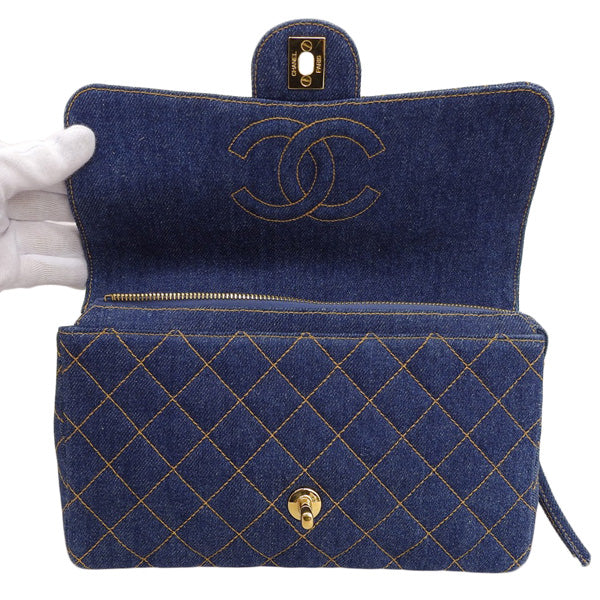 CHANEL Around 1997 Made Denim Classic Flap Backpack Indigo