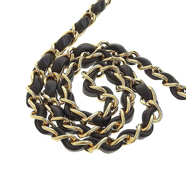 CHANEL Around 1998 Made Cc Mark Plate Chain Bag Black