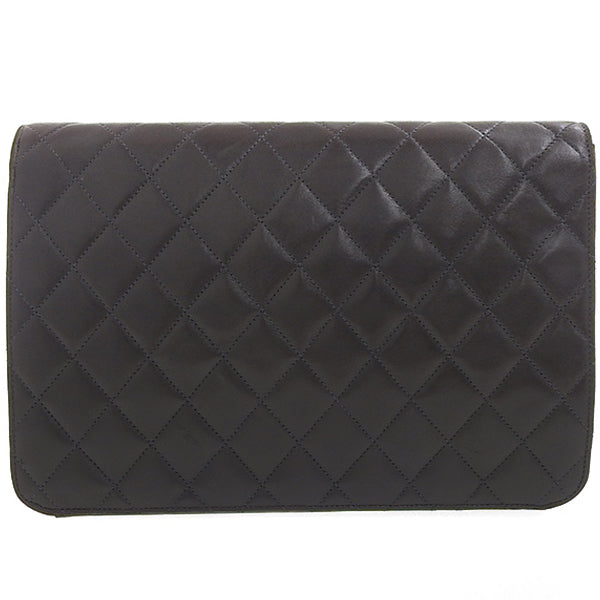 CHANEL Around 1998 Made Cc Mark Plate Chain Bag Black