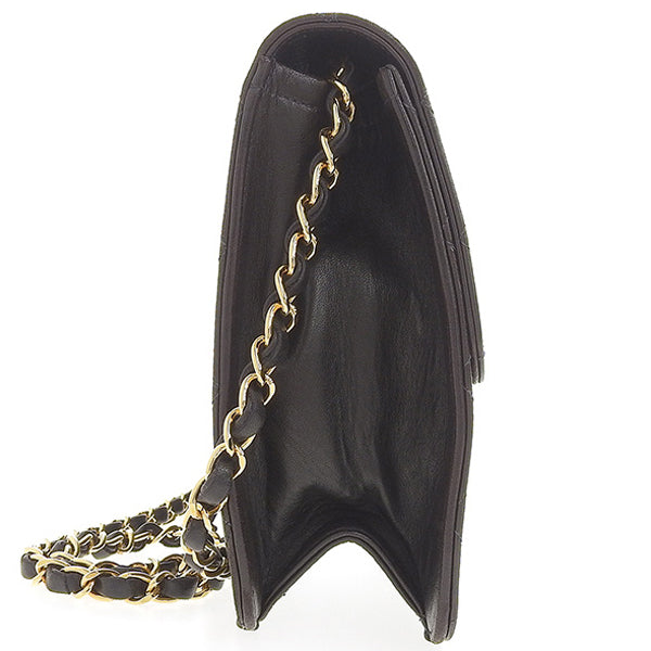 CHANEL Around 1998 Made Cc Mark Plate Chain Bag Black