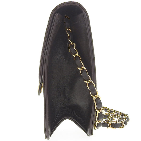CHANEL Around 1998 Made Cc Mark Plate Chain Bag Black