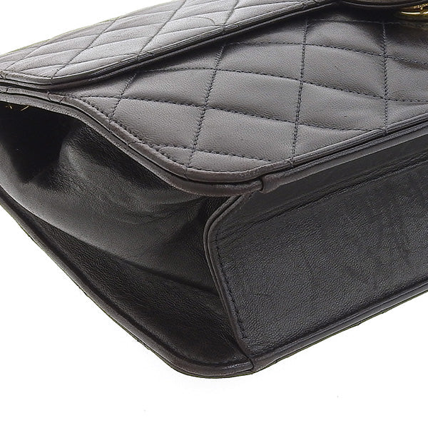 CHANEL Around 1998 Made Cc Mark Plate Chain Bag Black