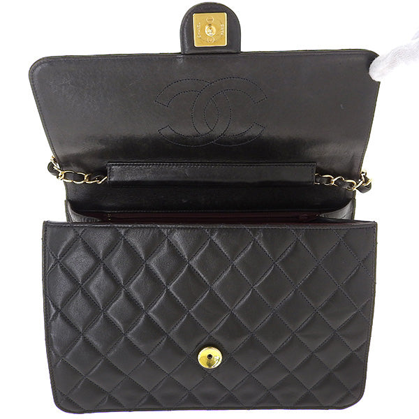 CHANEL Around 1998 Made Cc Mark Plate Chain Bag Black