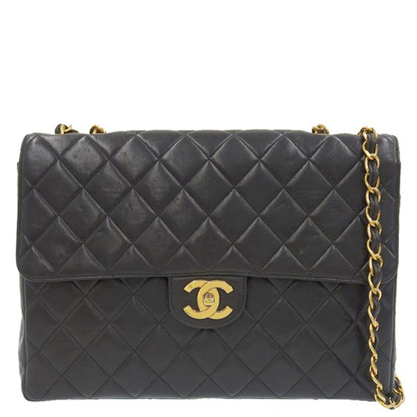 CHANEL Around 1997 Made Classic Flap Chain Bag Jumbo Black