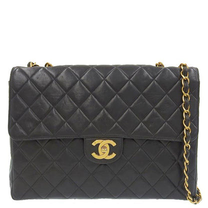 CHANEL Around 1997 Made Classic Flap Chain Bag Jumbo Black