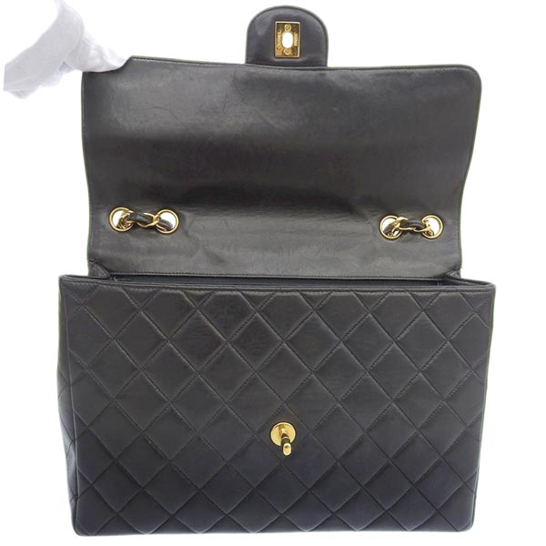 CHANEL Around 1997 Made Classic Flap Chain Bag Jumbo Black
