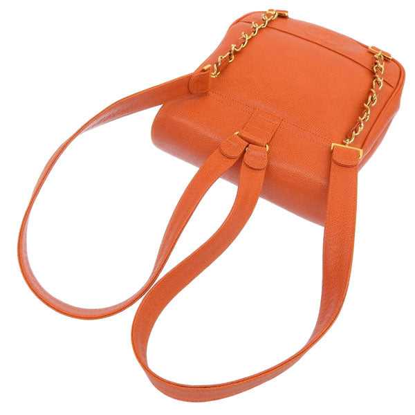 CHANEL Around 1997 Made Caviar Skin Turn-Lock Backpack Orange