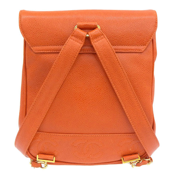 CHANEL Around 1997 Made Caviar Skin Turn-Lock Backpack Orange