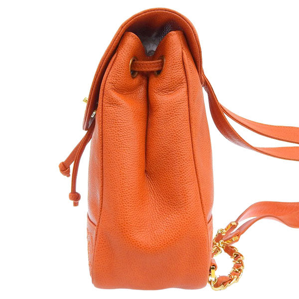 CHANEL Around 1997 Made Caviar Skin Turn-Lock Backpack Orange