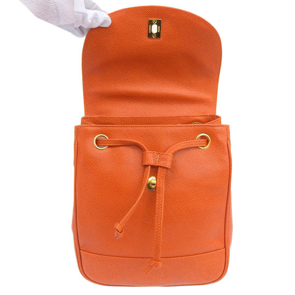 CHANEL Around 1997 Made Caviar Skin Turn-Lock Backpack Orange