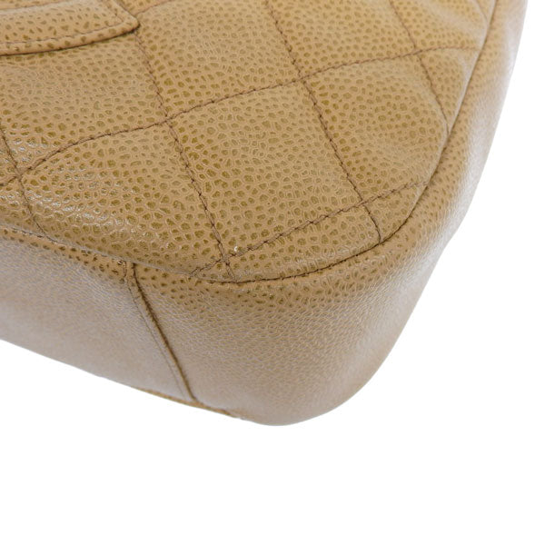 CHANEL Around 2003 Made Caviar Sklin Cc Mark Stitch Shoulder Bag Beige