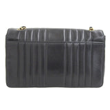 CHANEL Around 1992 Made Mademoiselle Stitch Classic Flap Chain Bag 25Cm Black