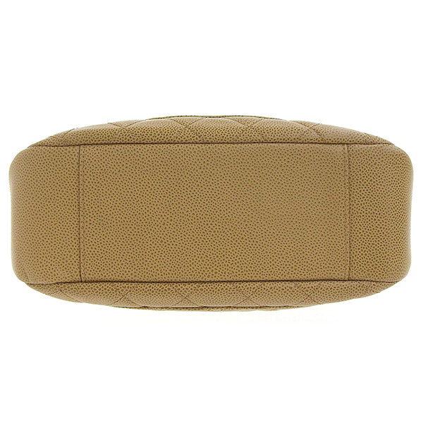 CHANEL Around 2003 Made Caviar Skin Cc Mark Stitch Shoulder Bag Beige