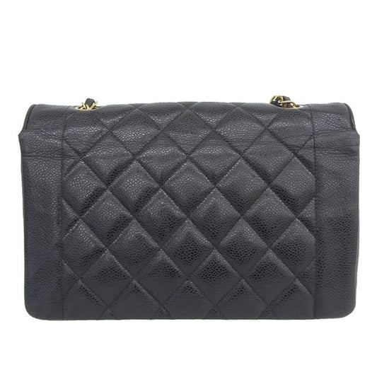 CHANEL Around 1992 Made Caviar Skin Diana Flap Chain Bag 25Cm Black