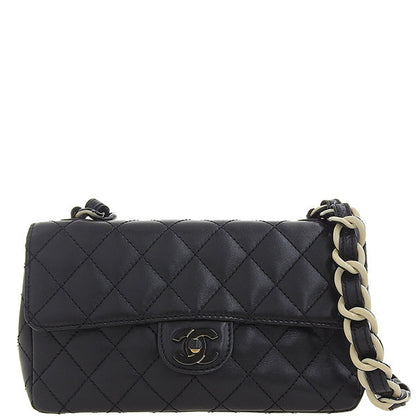 CHANEL Around 2000 Made Turn-Lock Plastic Chain Bag Black