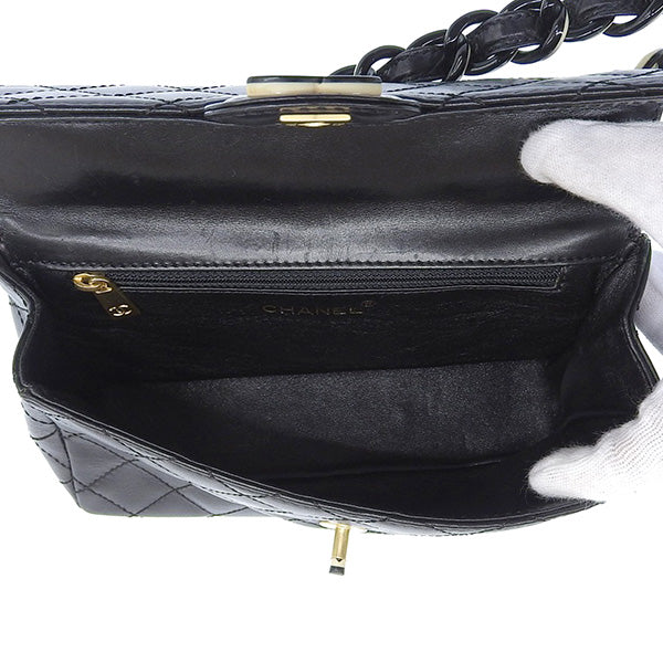 CHANEL Around 2000 Made Turn-Lock Plastic Chain Bag Black