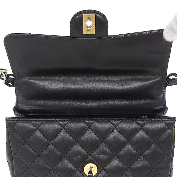 CHANEL Around 2000 Made Turn-Lock Plastic Chain Bag Black