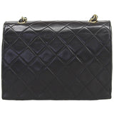 CHANEL Around 1985~1990 Made V Flap Cc Mark Plate Chain Bag Black