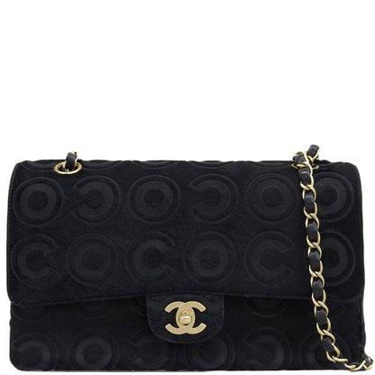 CHANEL Around 2000 Made Unborn Calf Classic Flap Chain Bag 25Cm Black