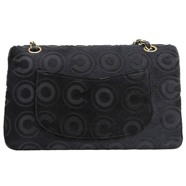CHANEL Around 2000 Made Unborn Calf Classic Flap Chain Bag 25Cm Black