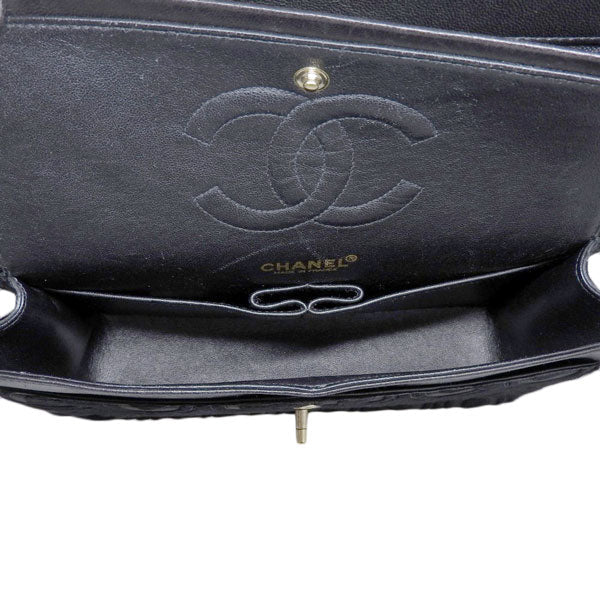 CHANEL Around 2000 Made Unborn Calf Classic Flap Chain Bag 25Cm Black