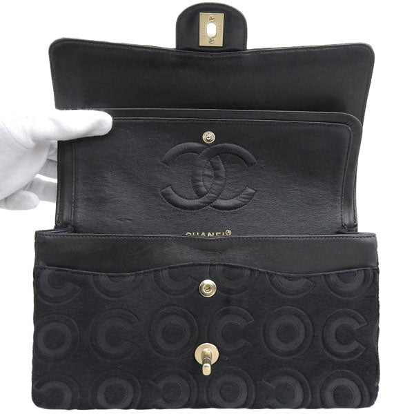 CHANEL Around 2000 Made Unborn Calf Classic Flap Chain Bag 25Cm Black