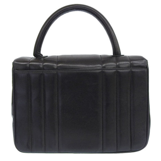 CHANEL Around 1995 Made Mademoiselle Stitch Turn-Lock Top Handle Bag Black
