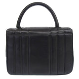 CHANEL Around 1995 Made Mademoiselle Stitch Turn-Lock Top Handle Bag Black